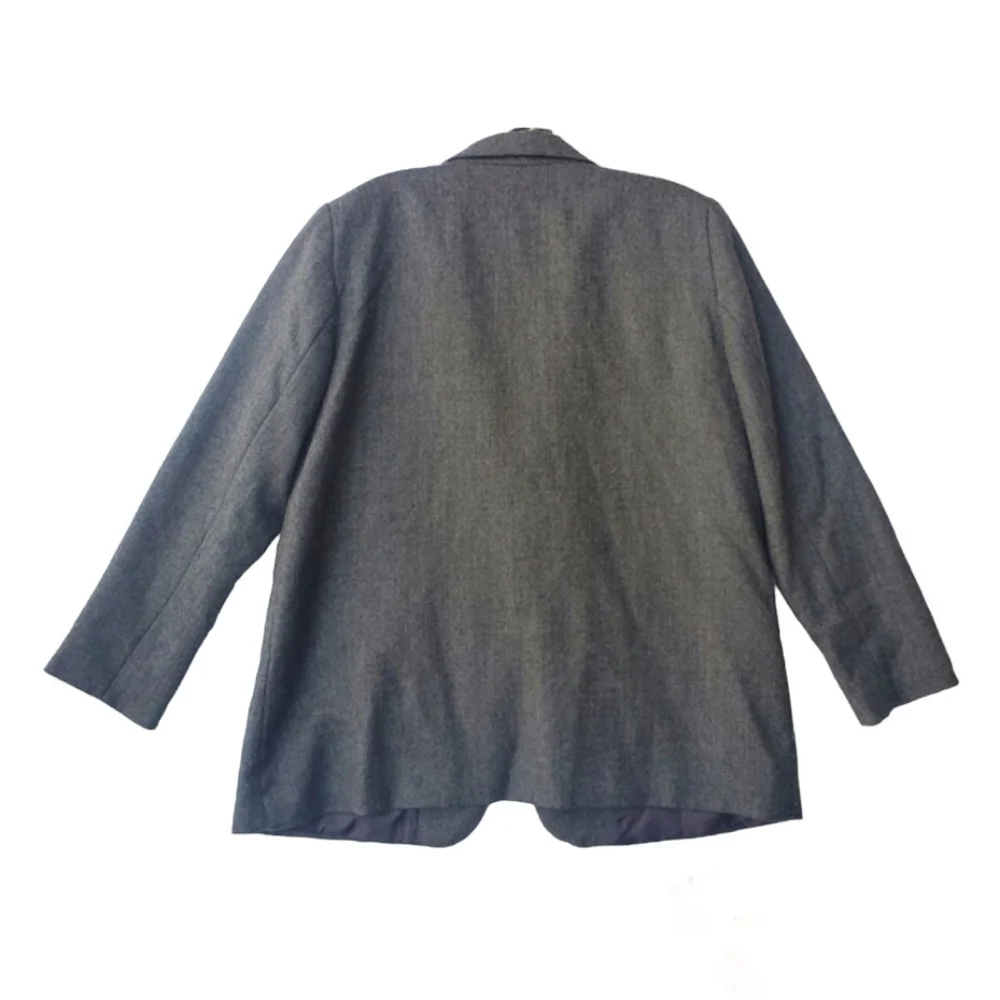 100% Wool Blazer Coat Jacket Single Button Waist 16P Grey - Picture 3 of 11